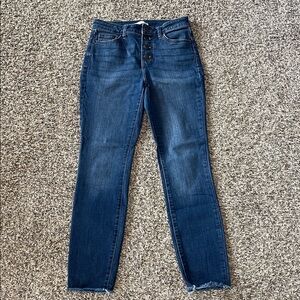 LC Lauren Conrad Dark Blue Skinny Button-Fly Jeans